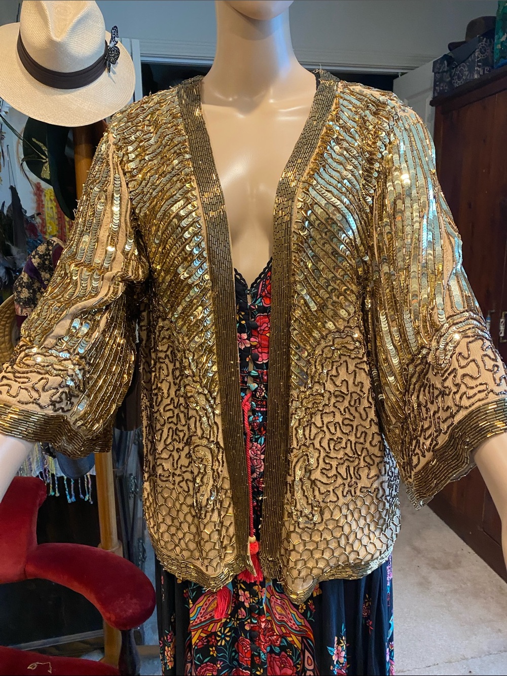 Spell Stardust Gold Beaded Sequin Jacket